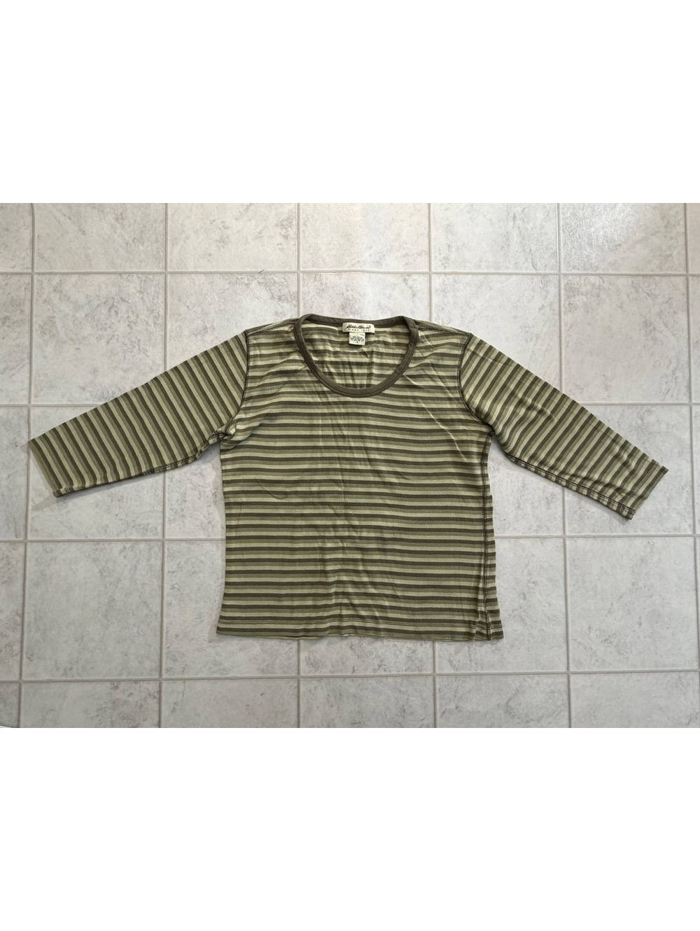 Eddie Bauer green striped long sleeve top